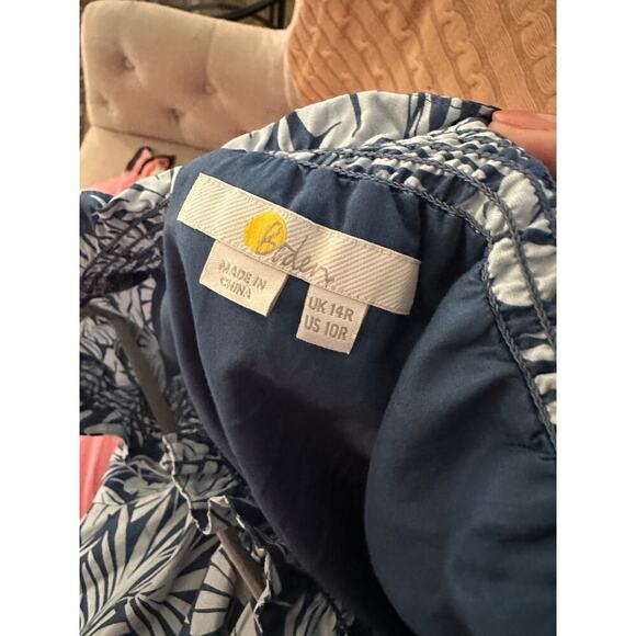 Boden Women's Blue Gray Leaf Print Short Sleeves Midi Dress Size 10 - Picture 6 of 6